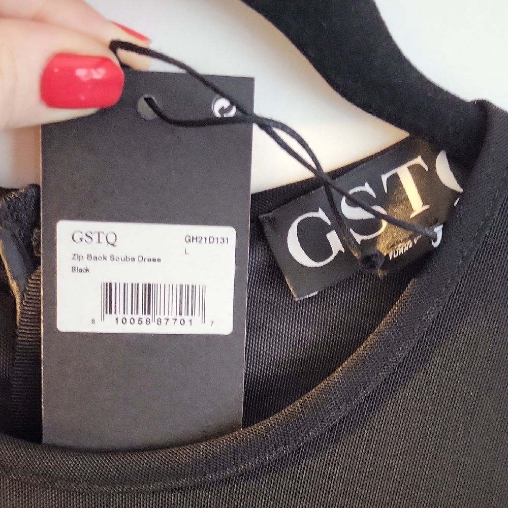 NWT GSTQ Zip Back Scuba Black Sleeveless Dress - Picture 5 of 9